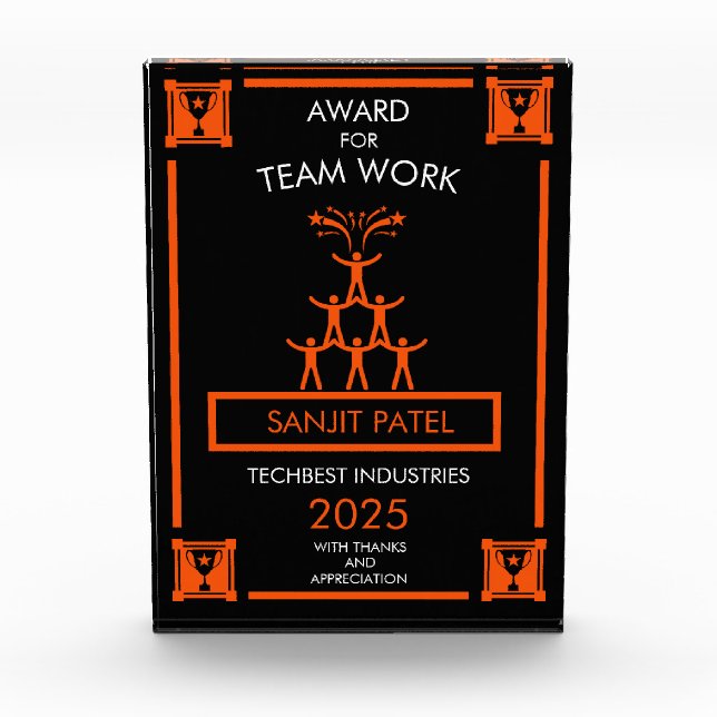 Corporate Staff Team Work Award (Front)