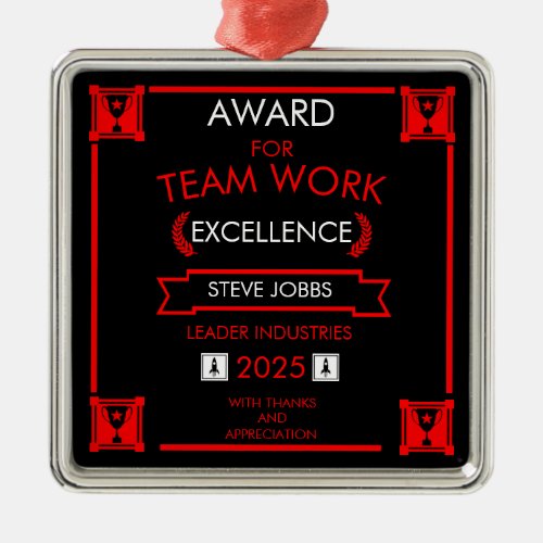 Corporate Staff Team Work Award Metal Ornament