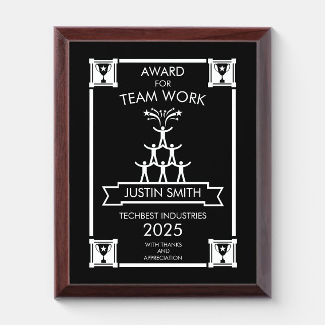 Corporate Staff Team Work Award Plaque (Vertical)