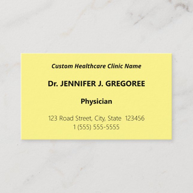 Corporate Style Healthcare Specialist Business Card (Front)