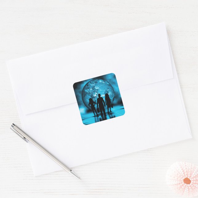 Corporate Team Silhouette Futuristic Business Square Sticker (Creator Uploaded)