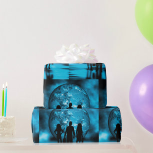 Corporate Team Silhouette Futuristic Business Wrapping Paper