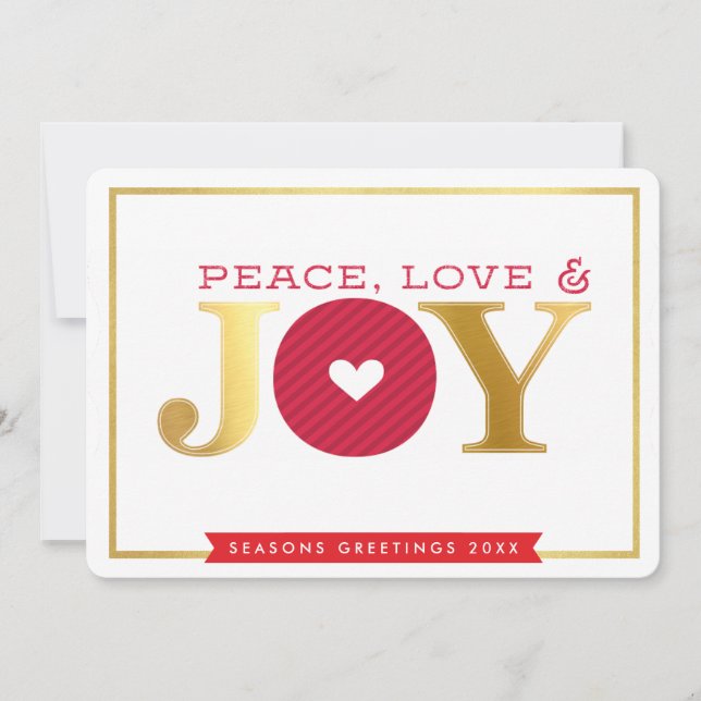 CORPORATE THANKS CHRISTMAS peace love and joy red Invitation (Front)