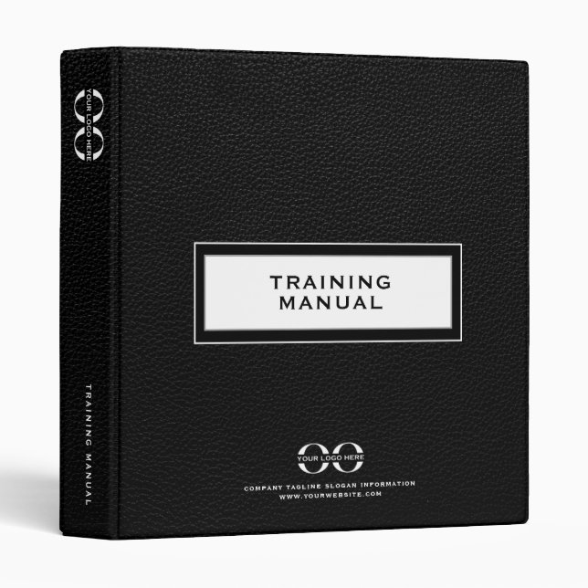 Corporate Training Manual Binder Black Leather (Front/Spine)
