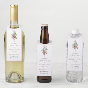 Corporate Vintage Evergreen Holiday Custom Bottle Hanger Tag