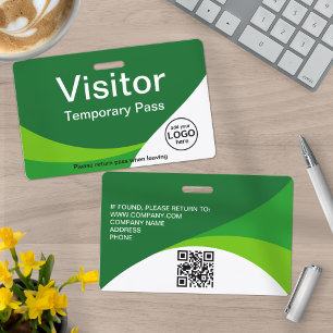 Corporate Visitor Pass Custom QR Code Green Badge