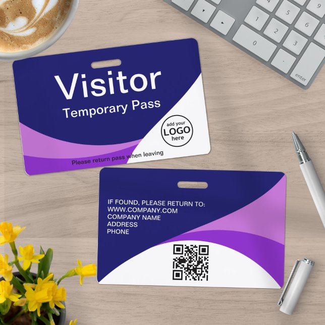 Corporate Visitor Pass Custom QR Code Purple Badge (Creator Uploaded)