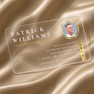 Corporate White & Gold Contact Icons Photo Plastic