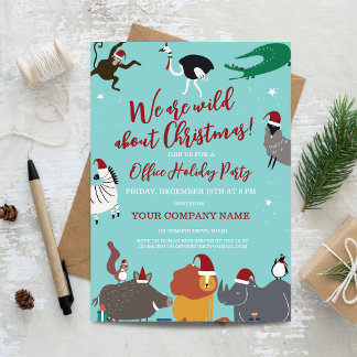 Corporate Wildlife Animals Christmas Party Invitation