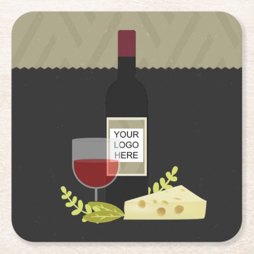 Corporate Wine Tasting Wine and Cheese add logo Square Paper Coaster