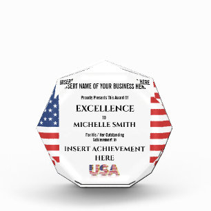 Corporate year end excellence American flag logo Acrylic Award