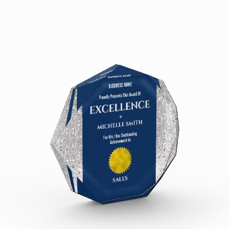 Corporate Year End Excellence Diy Logo Blue Acrylic Award
