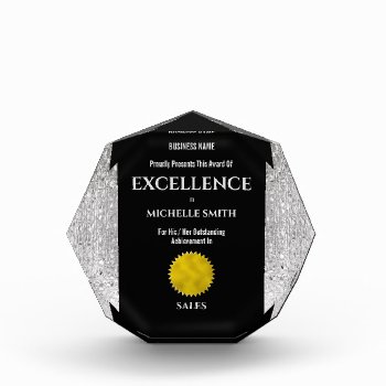 Corporate Year End Excellence Diy Logo Silver Acrylic Award by mensgifts at Zazzle