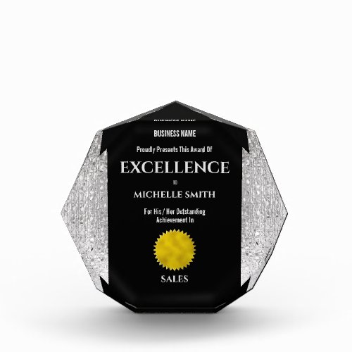Corporate year end excellence DIY logo silver Acrylic Award