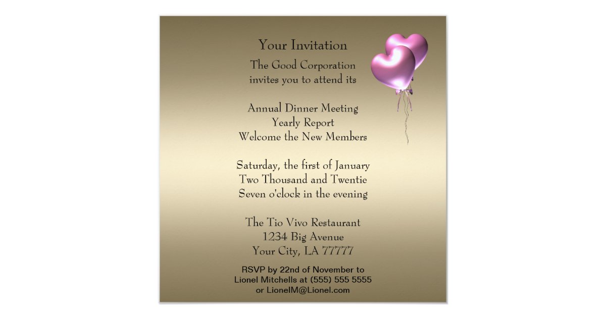 corporation annual dinner party invitation zazzle annual party invitation wording