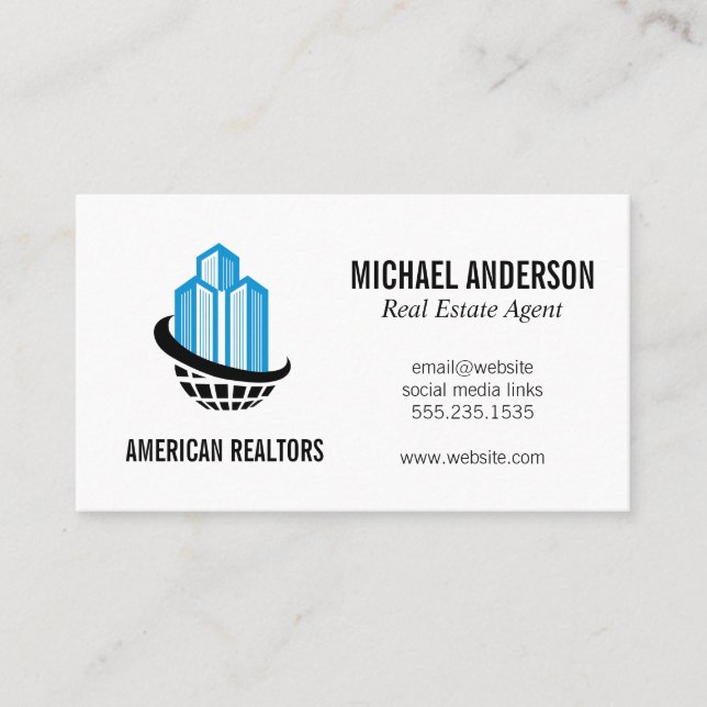 Corporation Building Logo Business Card (Front)