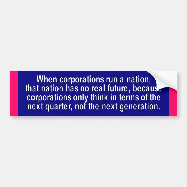 Corporations Bumper Sticker (Front)
