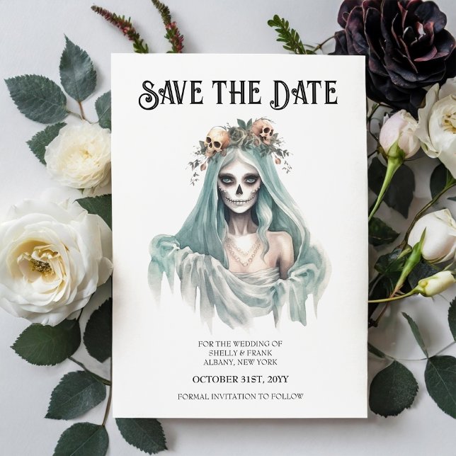 Corpse Bride Mint Halloween Save the Date Invitation (Creator Uploaded)