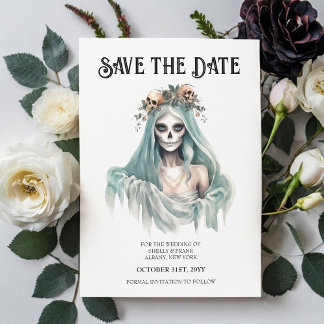Corpse Bride Mint Halloween Save the Date Invitation