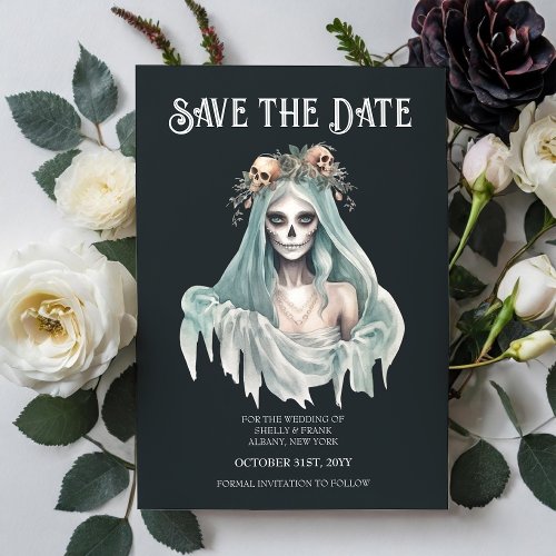 Corpse Bride Mint Halloween Save the Date Invitation