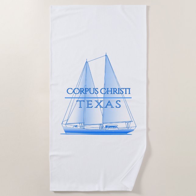 Corpus Christi Coastal Nautical Sailing Sailor Beach Towel (Front)