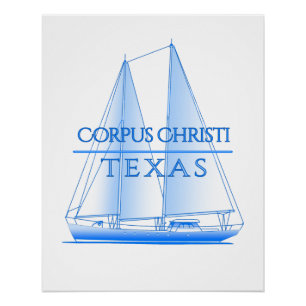 Corpus Christi Coastal Nautical Sailing Sailor Poster