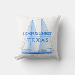 Corpus Christi Coastal Nautical Sailing Sailor Throw Pillow