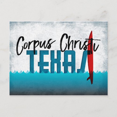 Corpus Christi  Postcard Texas Surfboard