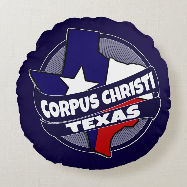 Corpus Christi Texas flag burst round pillow (Front)