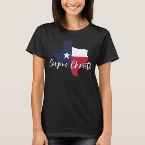 Corpus Christi Texas Flag Map Womens Black T_Shirt