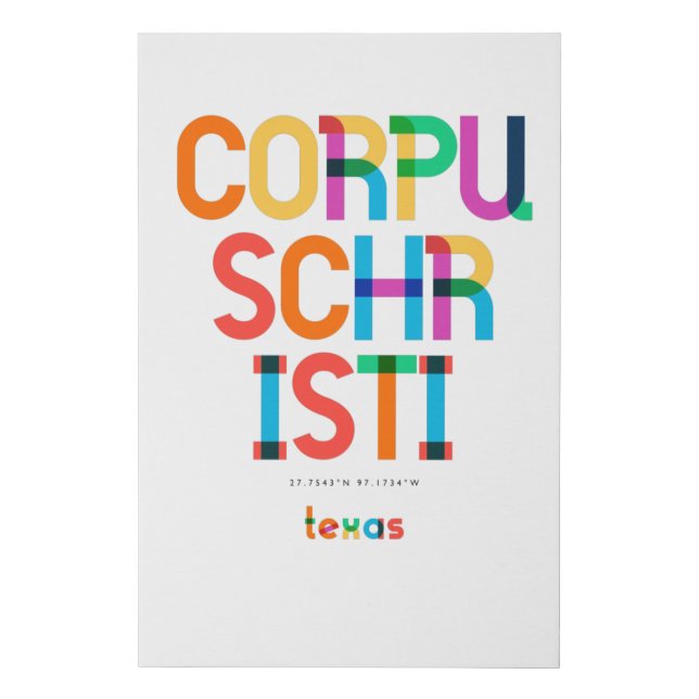 Corpus Christi Texas Mid Century, Pop Art, Faux Canvas Print (Front)