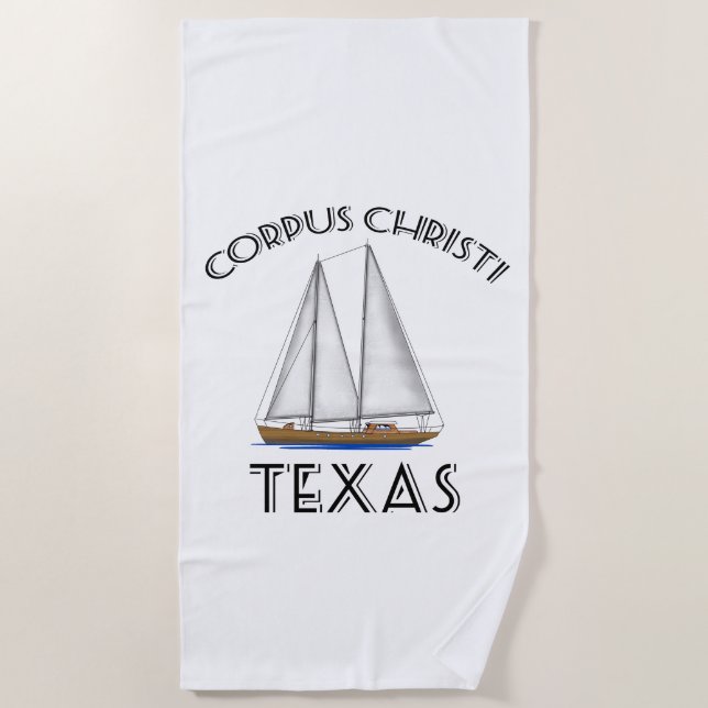 Corpus Christi Texas Sailing Beach Towel (Front)