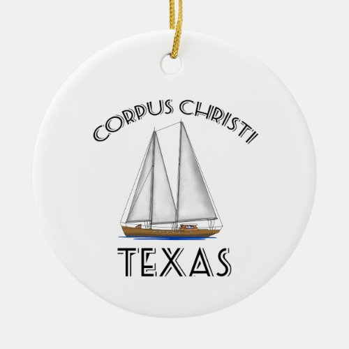 Corpus Christi Texas Sailing Ceramic Ornament