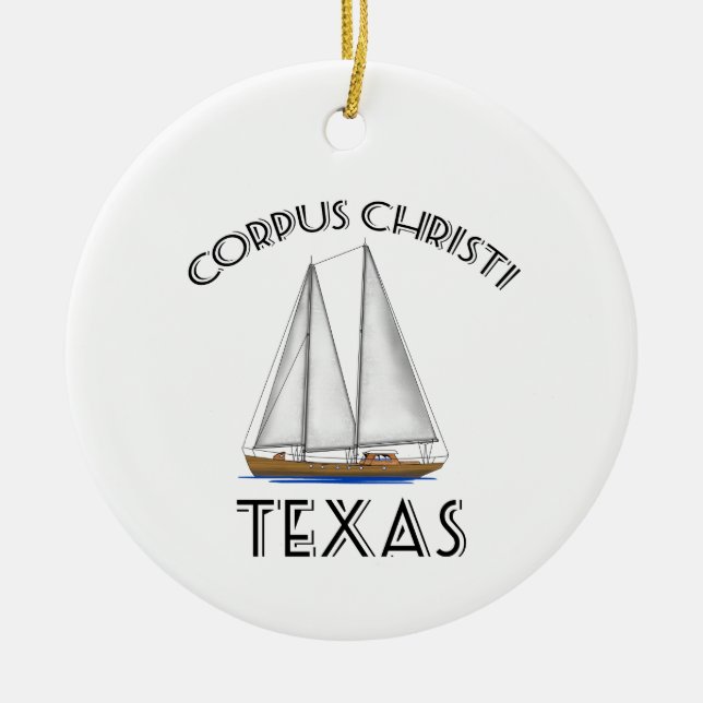 Corpus Christi Texas Sailing Ceramic Ornament (Front)