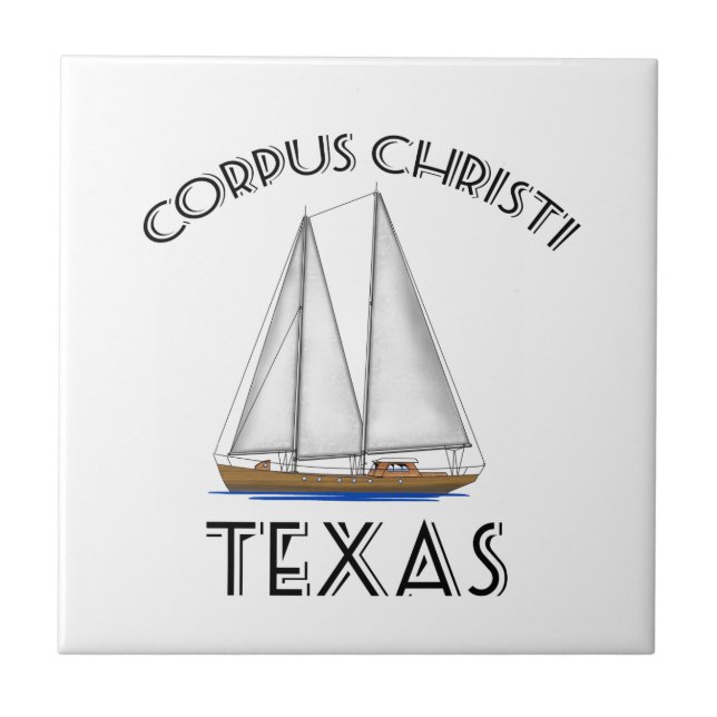 Corpus Christi Texas Sailing Ceramic Tile (Front)