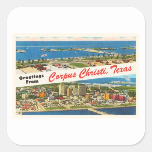 Corpus Christi Texas TX Vintage Travel Souvenir Square Sticker
