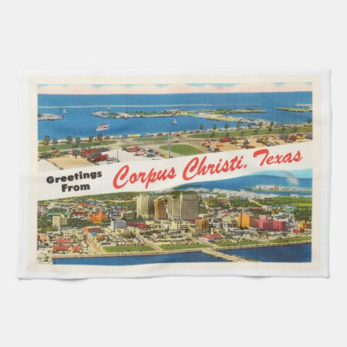 Corpus Christi Texas TX Vintage Travel Souvenir Towel