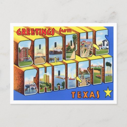 Corpus Christi Texas Vintage Big Letters Postcard