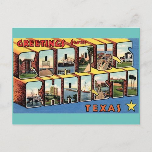 Corpus Christi Texas Vintage Travel  Postcard