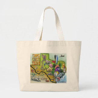 Corpus Christi Tx Cartoon Map Large Tote Bag