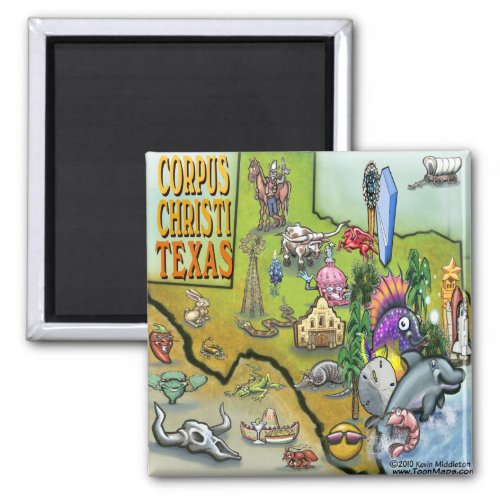 Corpus Christi Tx Cartoon Map Magnet