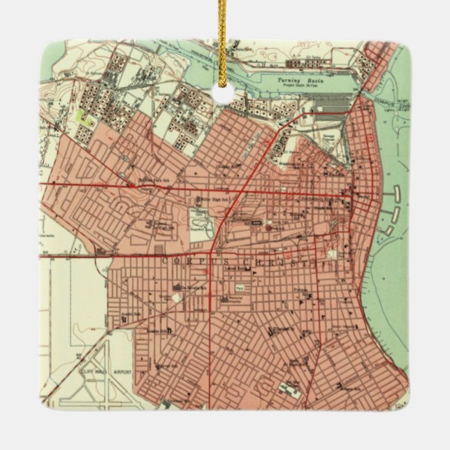 Corpus Christi TX Map 1951 Ceramic Ornament (Back)
