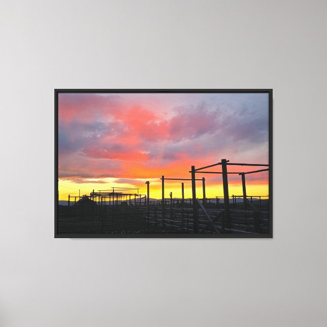 Corral at Sunset Stretched Canvas Print (Front)