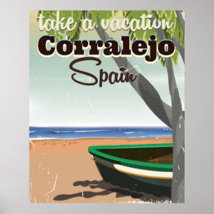 Corralejo Spain vintage beach vacation Poster