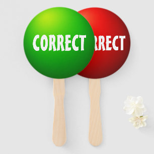 Correct Incorrect Quiz Paddle Sign Hand Fan