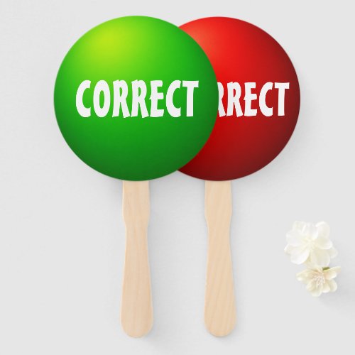 Correct Incorrect Quiz Paddle Sign Hand Fan