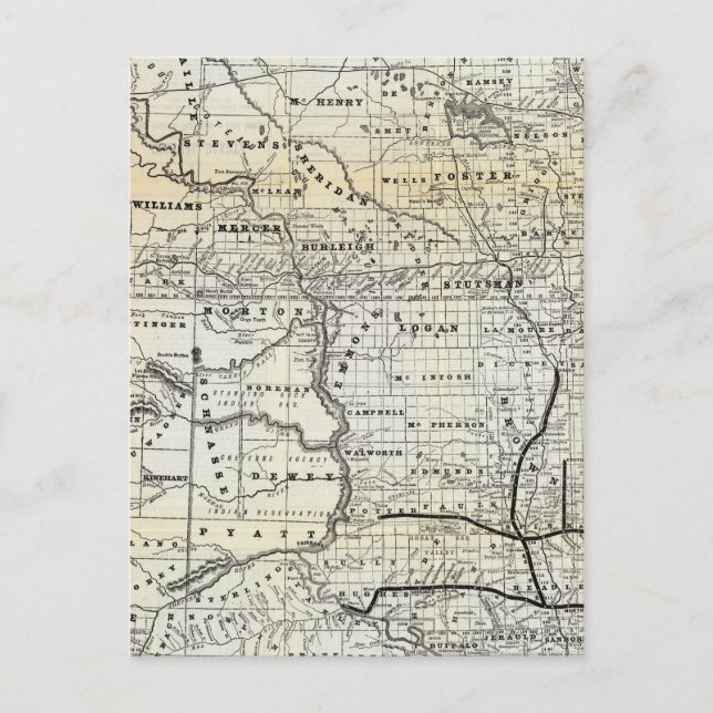 Correct map of Dakota Postcard (Front)