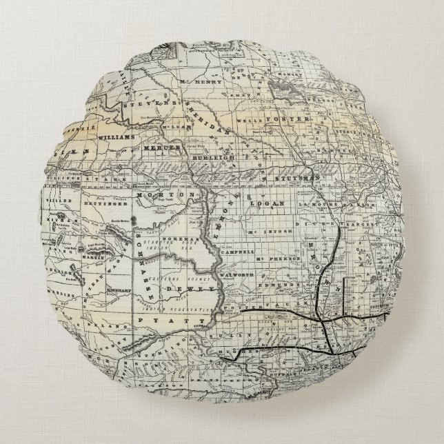 Correct map of Dakota Round Pillow (Front)