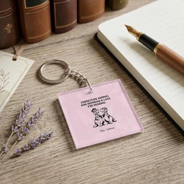 Correcting Commas Love for Reading Educator Style Keychain (Creator Uploaded)