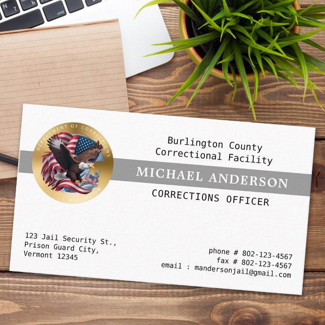 Correctional Department Parole Officer Prison Logo Business Card (Creator Uploaded)
